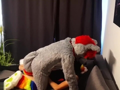 Fursuiter riding hunk pup bareback
