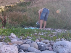 watch me with my big dick at the beach striping and in the water