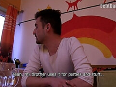 Horny hottie in debt has to offer his tight butt