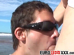 hard-core young euro Santiago Masur humps on the beach