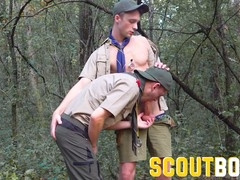 Scoutboys Ian Levine gets barebacked by Cole Blue on outdoor path