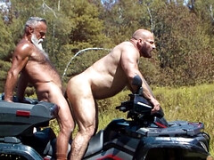 Old guys with hot bodies enjoying hard sex outdoor