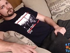 Bearded straight thug Billy Base jerks off and cums on cam