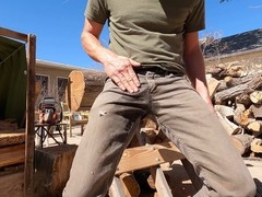 Men enjoying outdoor piss and cum play with wet sex excitement