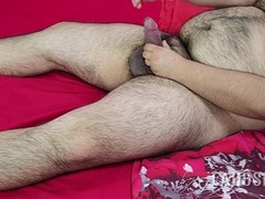 Hairy hunk Lahd Seiten strokes his big chili until he finishes