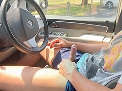 Young guy jerks off in public and shoots his load