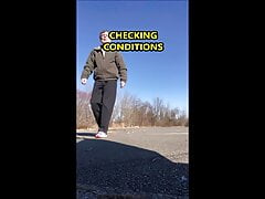 Public Bare Feet Naked JO in Parking Lot Feb 2020
