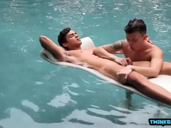 Watch this steamy Brazilian twink take on a group of guys in a wild anal cumshot fest