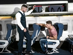 Gay hunks fuck in mid flight in front of other pessengers