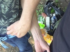 Whipped out a massive cock in public for some steamy action