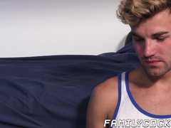 Buff stepdads dick sucked by stepsons in a threesome fuck