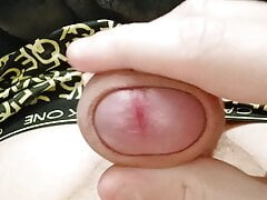 Hot guy wanks big cock before bed