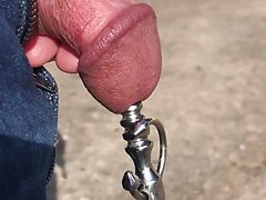 Playing with my clit on the street