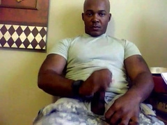 Beefy Black Soldier Jerks Off & Cums 10