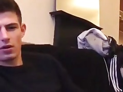 Cute guy jerks his big cock off