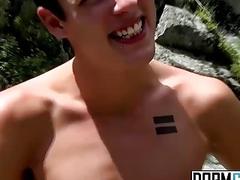 Pretty boys gather around to jerk their rods