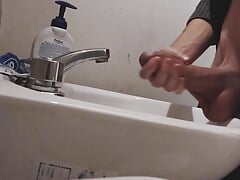 I rest my BALLS on the sink getting my COCK ready for a HUGE CUMSHOT