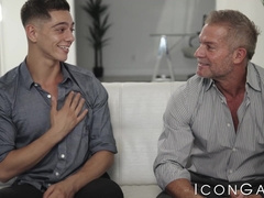 Daddy Greg Dixon slides his muscled dick inside Benvis tight hole