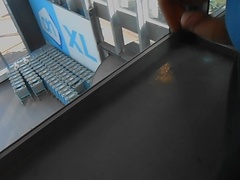 again jerking in public parking window at supermarket
