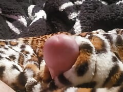 Jerking off in my gfs fluffy onesie with her fur coat