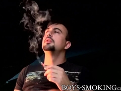 Super-Naughty unexperienced Mason Lear smokes cigars while tugging