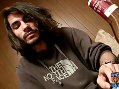 Straightie with long hair Devin Reynolds jerks off and cums