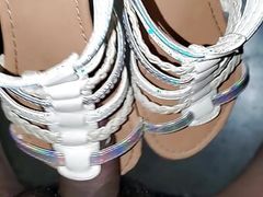 playing with strappy sandals in my shop