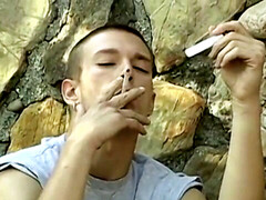 18yo smoker Yuri masturbates off before shooting spunk firm