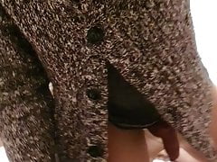 Fetishist plays with pantyhose and cums