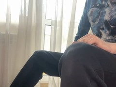 Ukrainian twink gets strung up and blasts a huge load of tasty cum