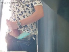 johnholmesjunior performs solo session by the open window with thick precum and huge cumshot while neighbors watch