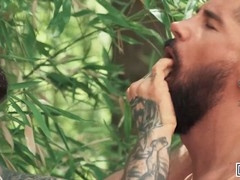 Dudes - Justin Jett catches Scott Carter jerking off and quickly joins for outdoor anal fun