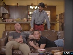 Intense threesome action featuring Drew Sebastian, Zeno Rey, and Des Irez