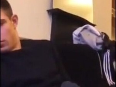 Cute guy jerks his big cock off