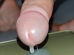 wank uncut cock cumming close up edging multiple loads use sperm as lube intense orgasm veiny dick messy messy swallow straight