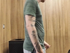 RISKY Jack Off in the Locker Guest room Douche NEARLY CAUGHT IN THE SAUNA