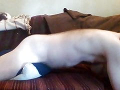 hairy man fucks a pillow and shoots a nice load