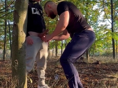Three way in the woods public condom-free pulverize steaming Grind guys with sneakers
