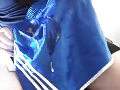 Cumshot on satin shorts
