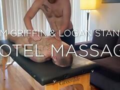 Ginger cub fucked on massage table by tattooed hunk