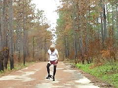 Crossdresser out int the Woods