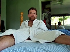 slimy dinky hook-up in white bathrobe