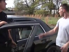 Gay Police Man Fucks guy on side of Police Cruiser