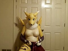 Latex Renamon Masturbation