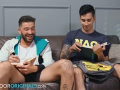 Gay riding cock, deepthroat, oral pleasure