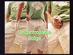 Uncontrollable Bulge Big Cock in pants causes Two Big Cumshots