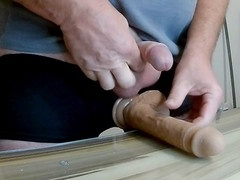 Gay cumshot on cock, wooly, masturbation