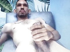 Hot Latino edging his big thick cock