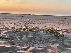 German twink boy jerks off in public on the nudist beach