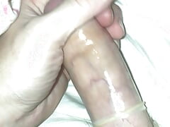 Big White Cock Condom Cumshot!